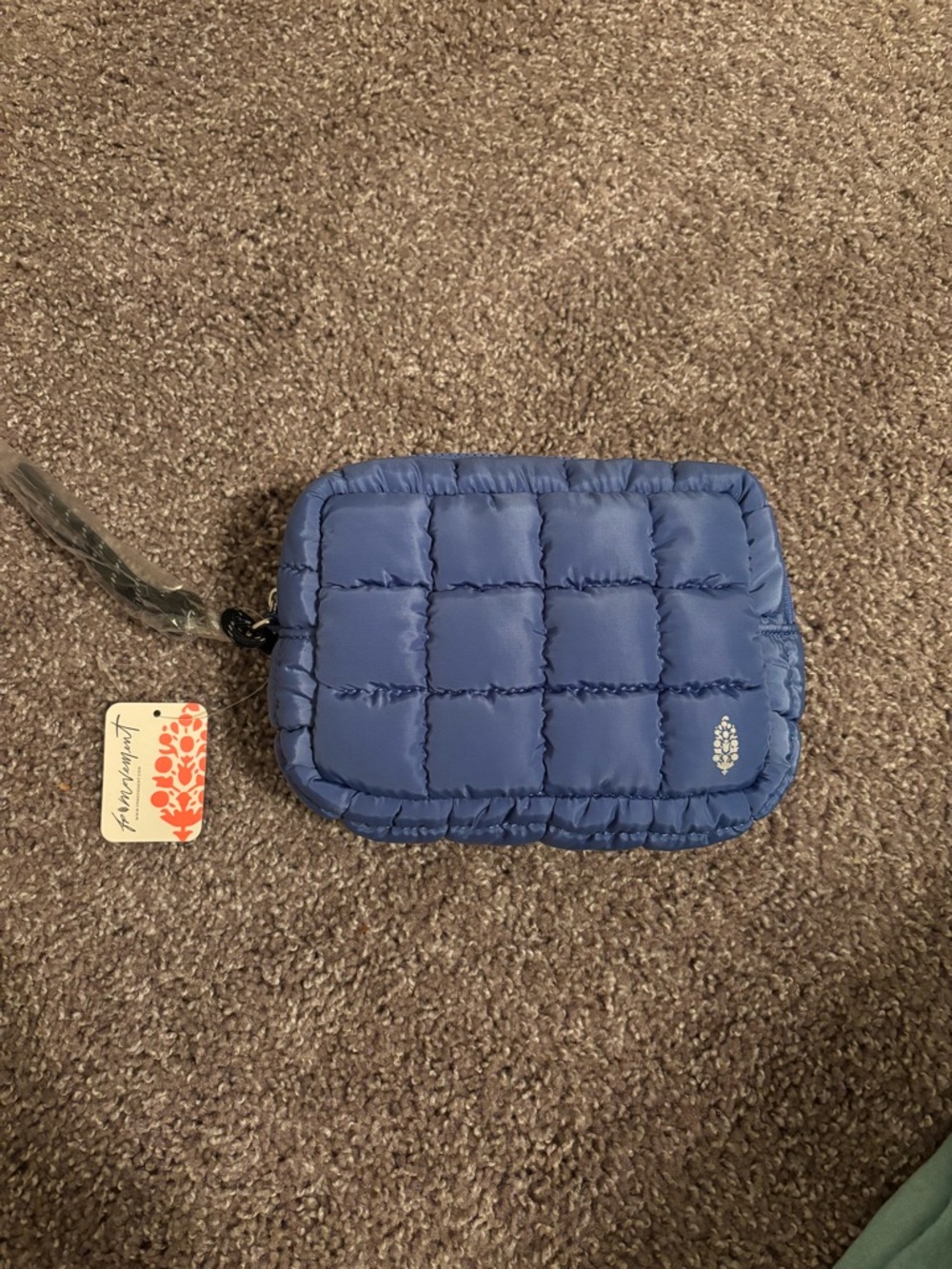 Frame Denim Wristlet with Coral Floral Tag